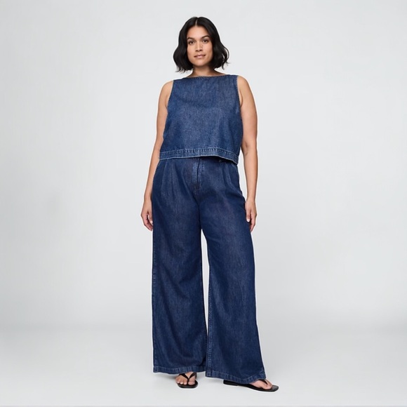 GAP 365 High Rise UltraSoft Denim Pleated Trousers NWT Size 10 - Picture 5 of 11